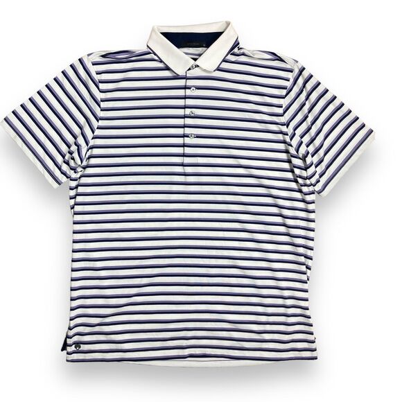 Greyson Shirt Mens XL Purple Stripe Polo Golf Stretch Preppy Wolf Button Classic - Picture 9 of 9